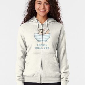 French Bowl Dog Zipped Hoodie