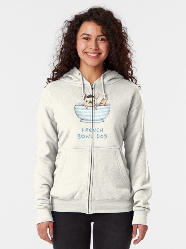 French Bowl Dog Zipped Hoodie