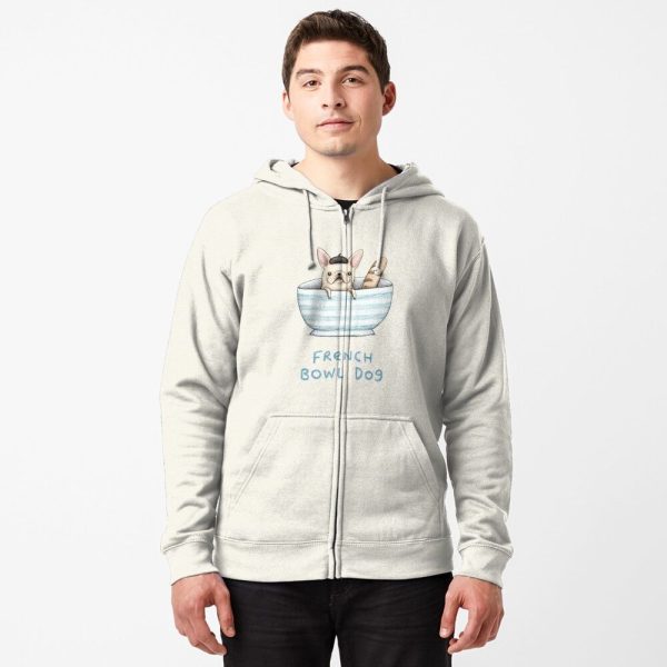 French Bowl Dog Zipped Hoodie - Image 3