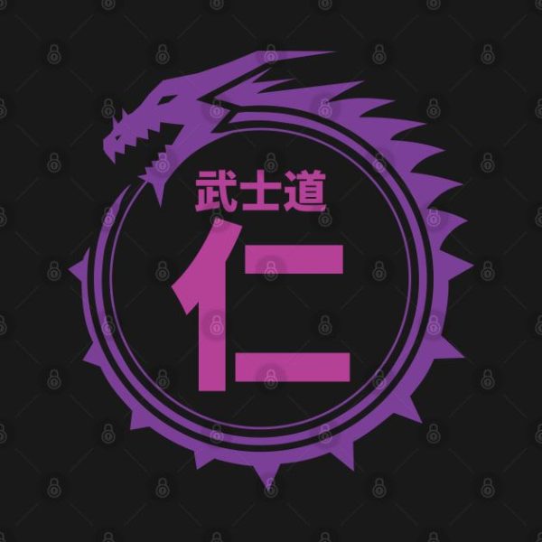 Doc Labs – Dragon / Bushido – Compassion (仁) (Purple) T-Shirt - Image 2