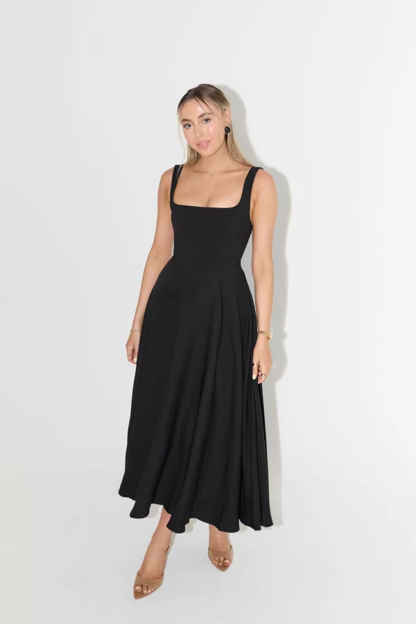 The High Waist Square Neck Midi Dress