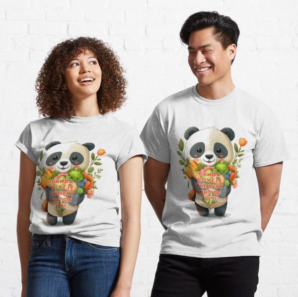 Panda Love is the Best Love Classic T-Shirt - Image 3