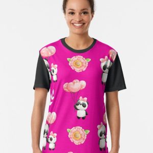 Adorable Mama and Baby Panda Bear Graphic T-Shirt