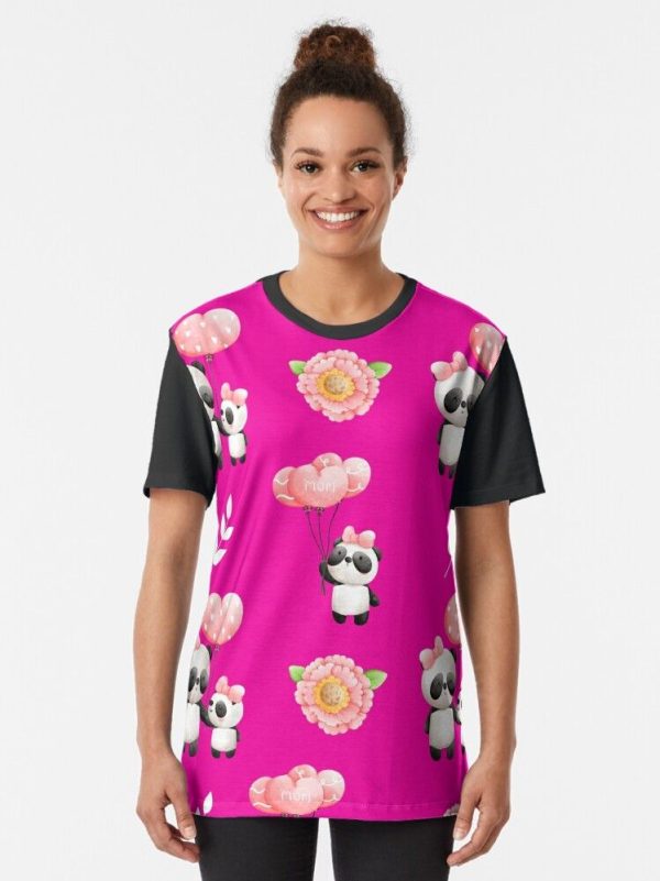 Adorable Mama and Baby Panda Bear Graphic T-Shirt