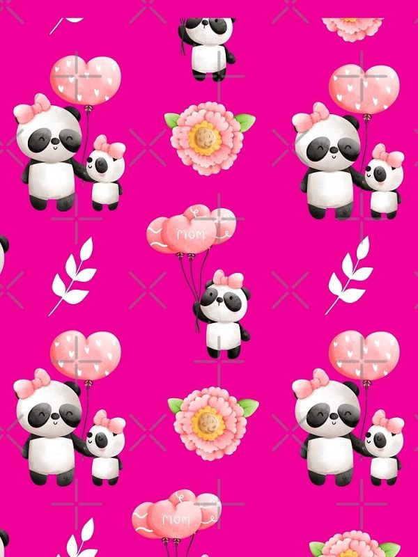 Adorable Mama and Baby Panda Bear Graphic T-Shirt - Image 2