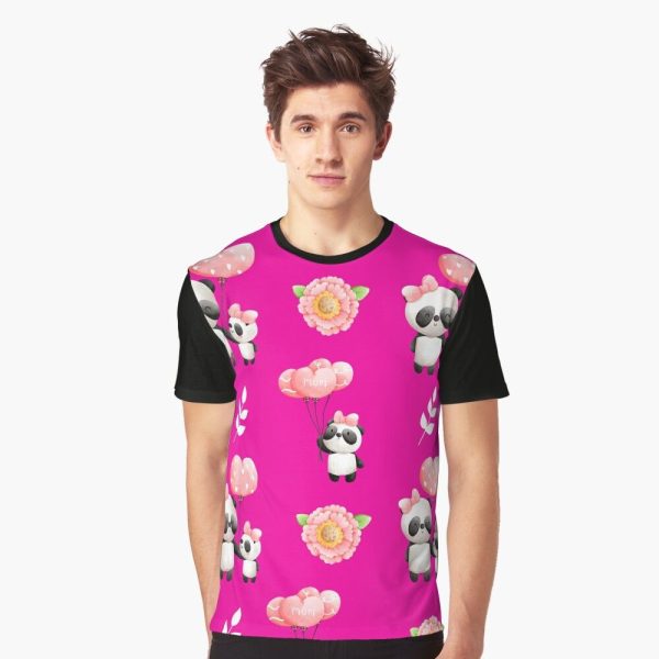 Adorable Mama and Baby Panda Bear Graphic T-Shirt - Image 3