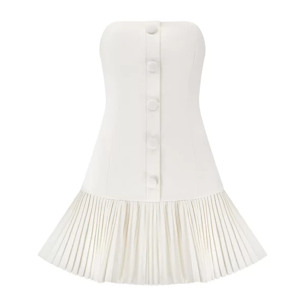 The Button Up Strapless Mini Dress - Image 7