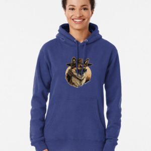 German Shepherd Dog Wearing Cowboy Hat Pullover Hoodie