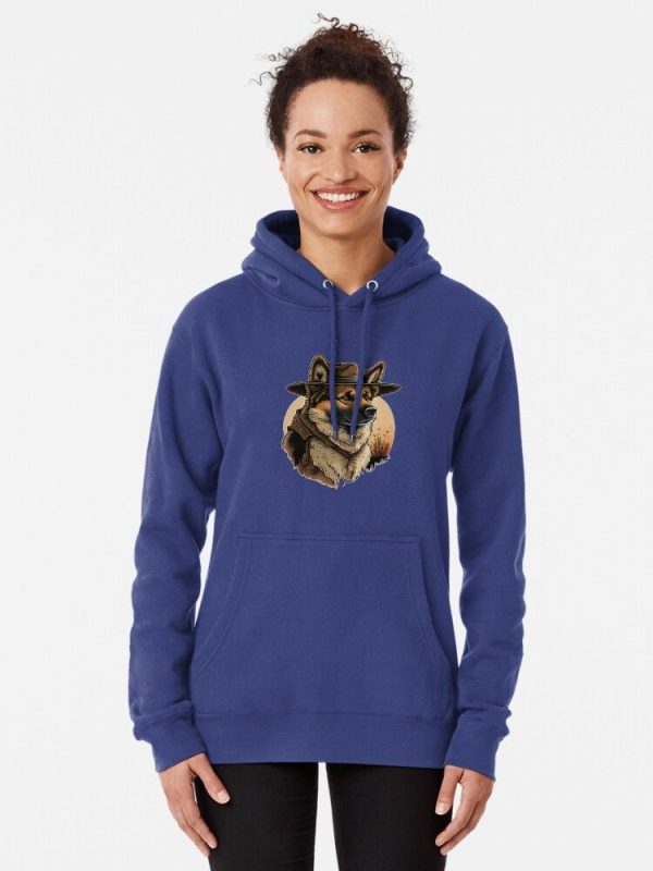 German Shepherd Dog Wearing Cowboy Hat Pullover Hoodie