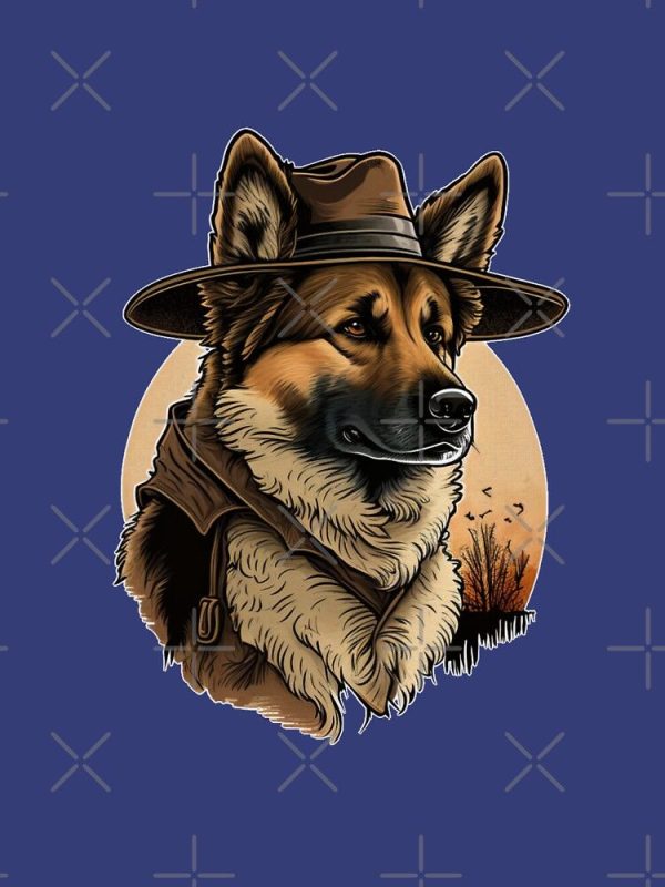 German Shepherd Dog Wearing Cowboy Hat Pullover Hoodie - Image 2