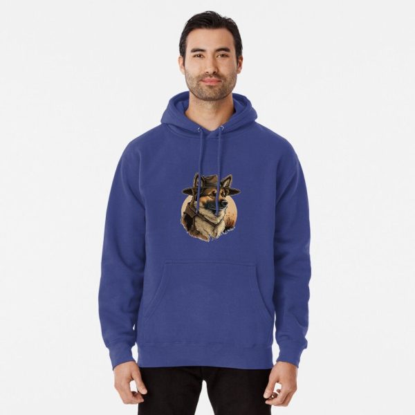 German Shepherd Dog Wearing Cowboy Hat Pullover Hoodie - Image 3