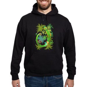 Gecko Lizard Tattoo Style Men’s Hooded Sweatshirt
