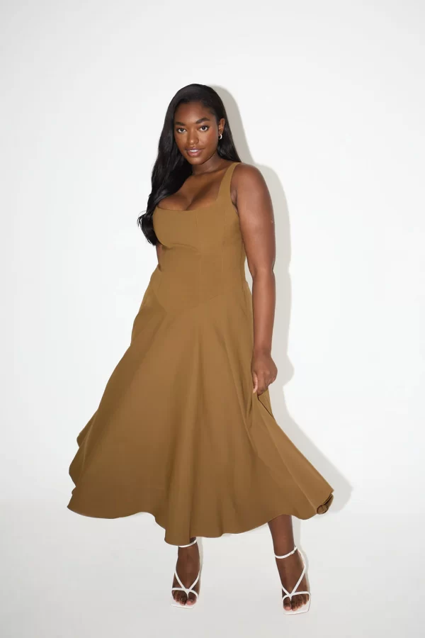 The Low Waist Square Neck Midi Dress - Image 5