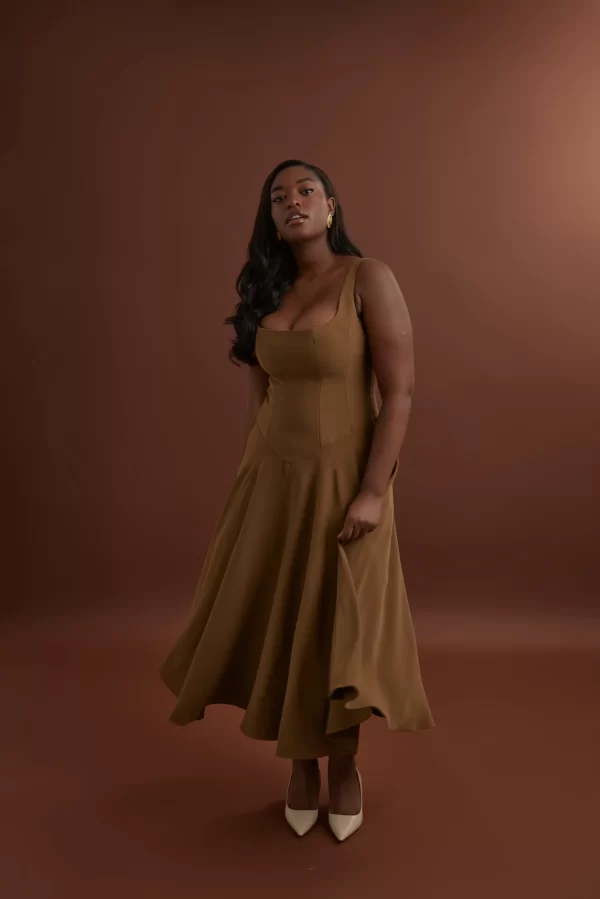 The Low Waist Square Neck Midi Dress - Image 7