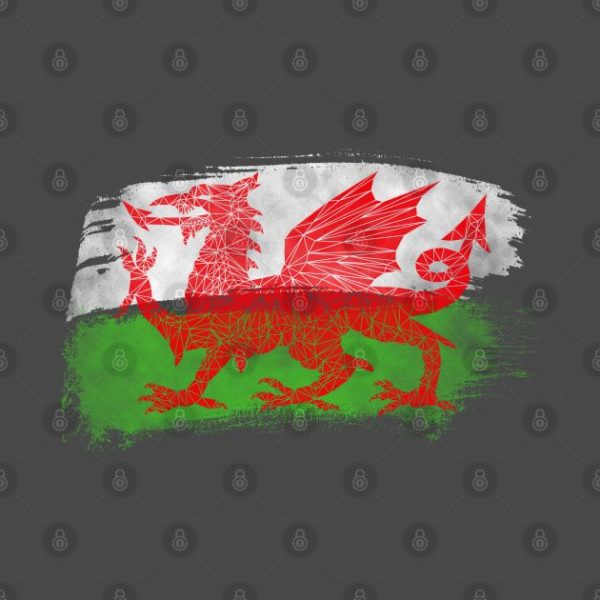 Geometric Welsh Dragon Flag T-Shirt - Image 2