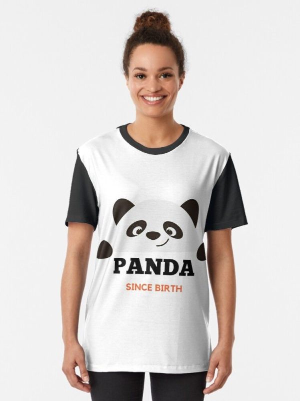 Panda Since Birth Sticker Graphic T-Shirt
