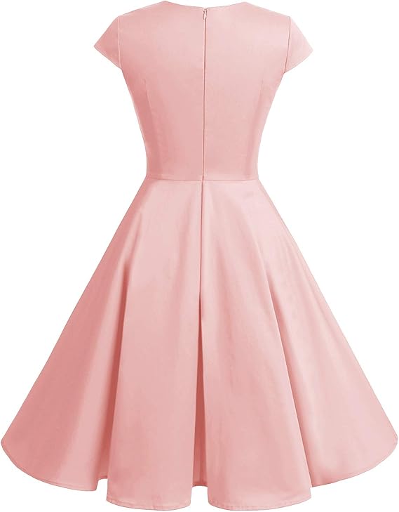 Women Short 1950s Retro Vintage Cocktail Party Swing Dresses - Image 2