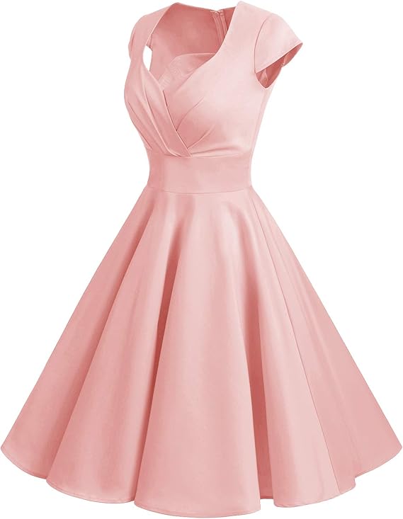 Women Short 1950s Retro Vintage Cocktail Party Swing Dresses - Image 4