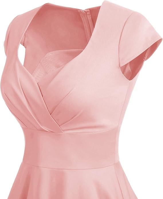 Women Short 1950s Retro Vintage Cocktail Party Swing Dresses - Image 5