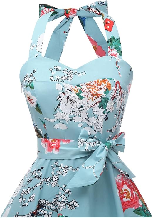 Topdress Women'sVintage Polka Audrey Dress 1950s Halter Retro Cocktail Dress - Image 4