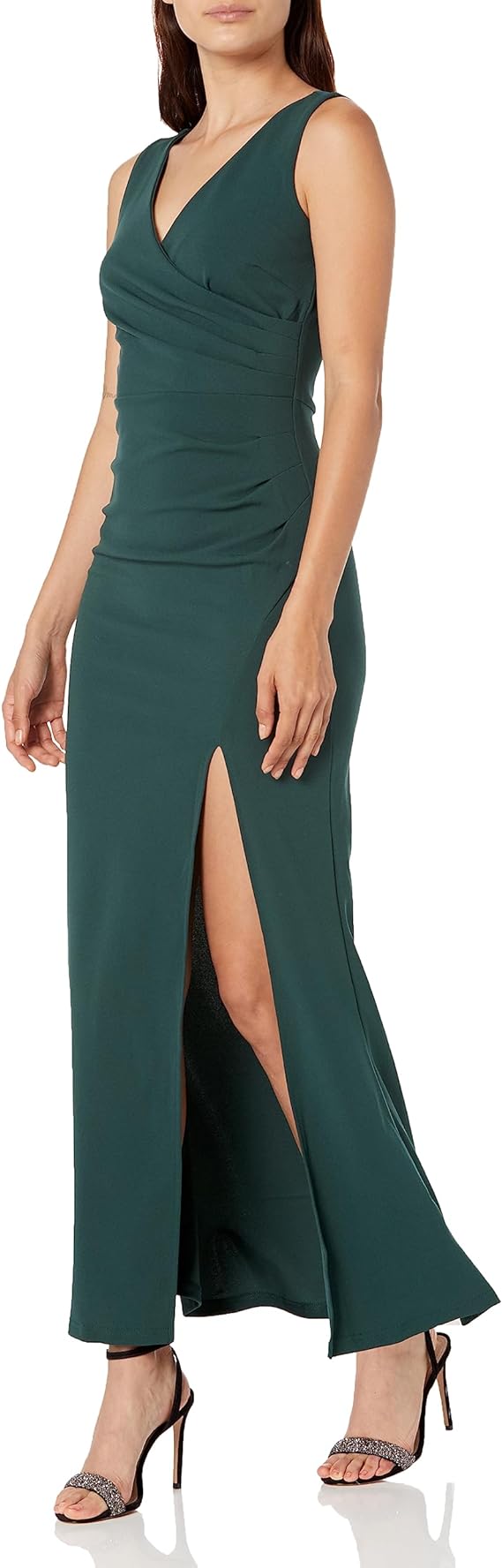 Women Sleeveless V Neck Split Evening Cocktail Long Dress - Image 3