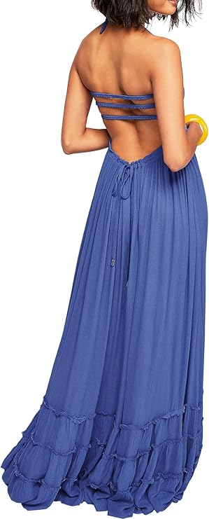 Women's Summer Floral Boho Maxi Dress Wrap Short Sleeve V Neck Ruffle A-Line Flowy Wedding Guest Long Dresses - Image 4