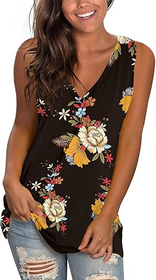 Women's Summer V-neck Sleeveless T-Shirt